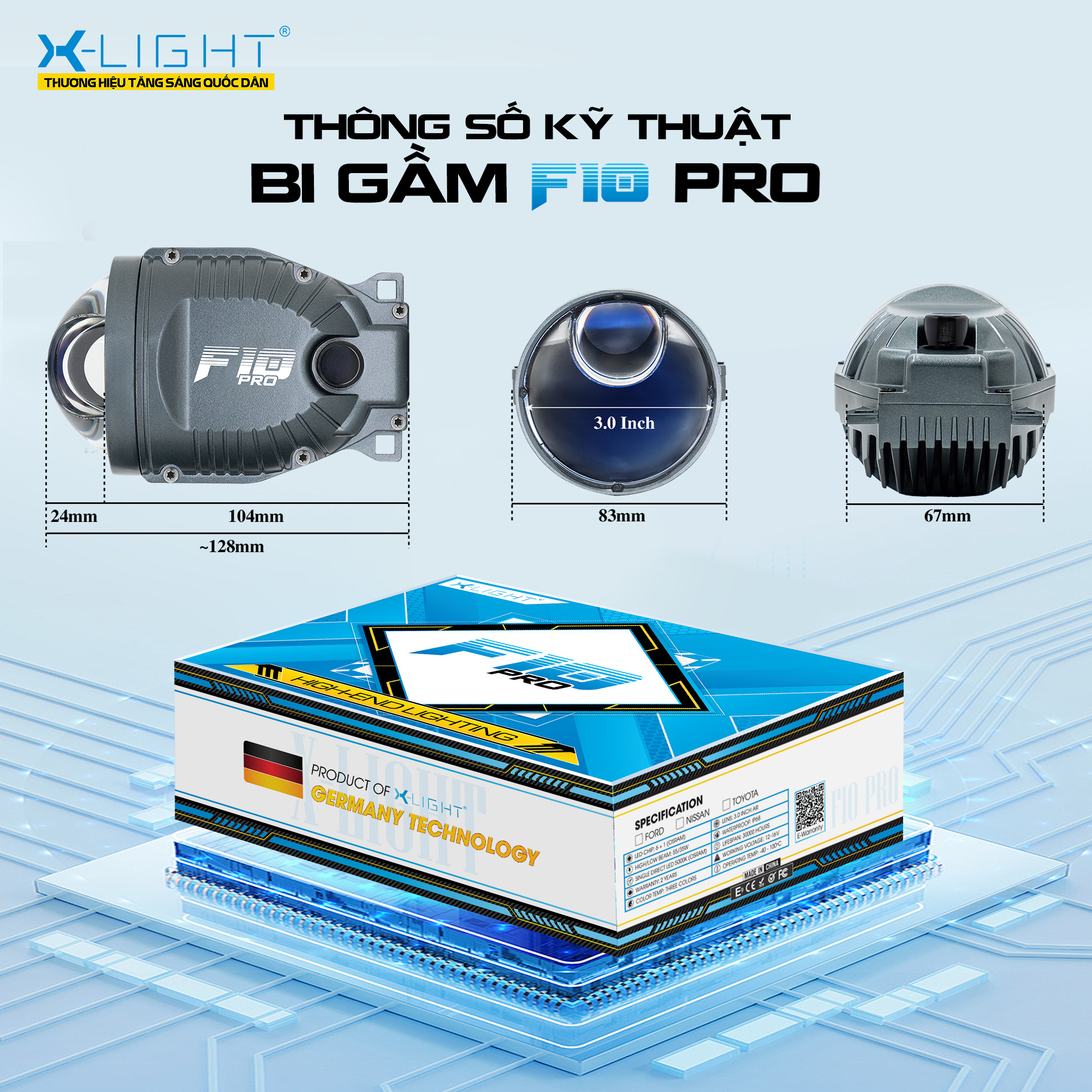 BI GẦM X-LIGHT F10 PRO 3 NHIỆT MÀU - H2led