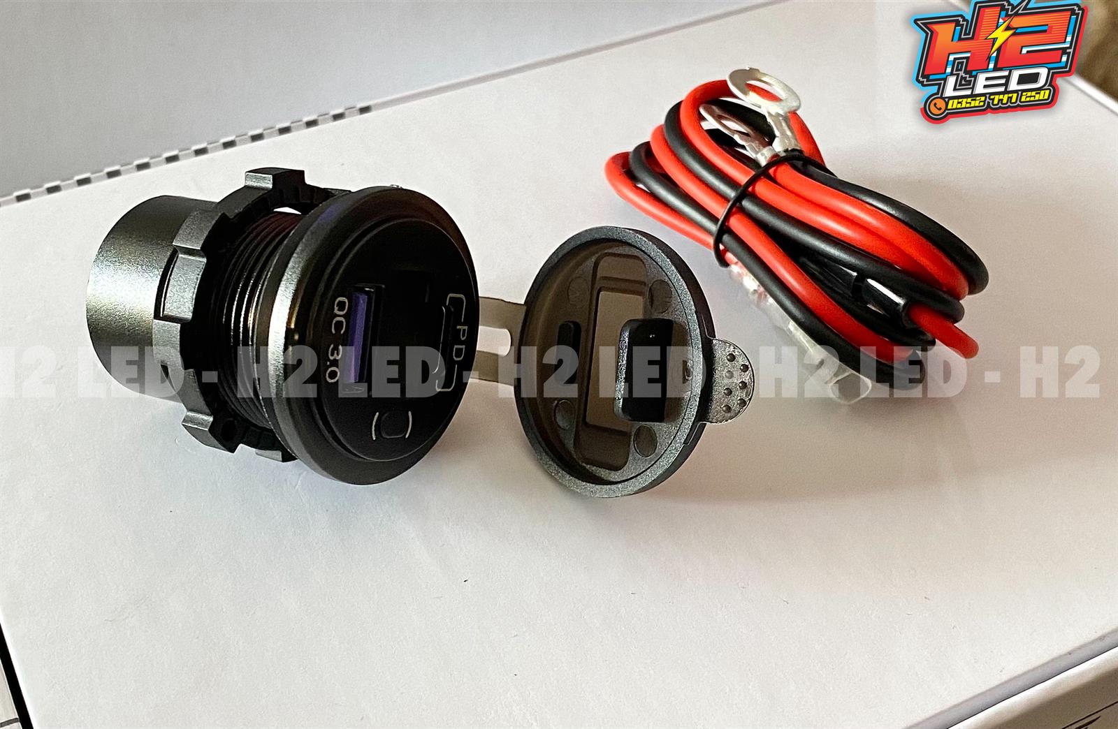 Tẩu sạc QC 3.0 + Báo volt (USB + type C)- (L4B)