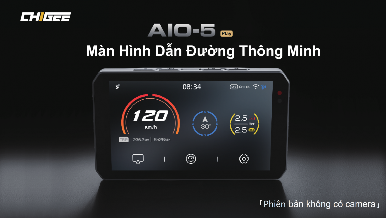 Màn hình carplay Chigee AIO-5 Play (Bản không Camera)